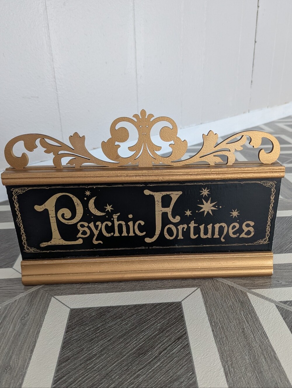 Halloween Psychic Fortunes Black And Gold Decorative Sign